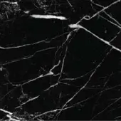 Black Marquina marble texture with dense white veining, polished finish, and irregular organic patterns creating a dramatic stone surface.